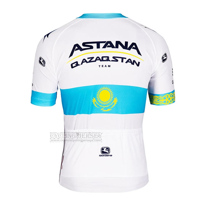 2022 Cycling Jersey Astana White Blue Short Sleeve and Bib Short